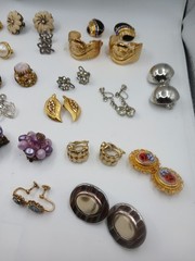 Lot 30 Vintage Now EARRINGS Clip and Screw On Rhinestone Enamel Costume Jewelry