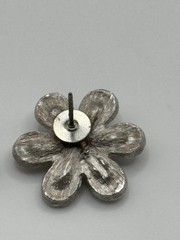 FOR REPAIR Vintage Trifari Unsigned Birthday Ribbon Flower Rhinestone Earrings