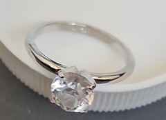Vintage CZ Solitaire Ring Sz. 6 Silver Tone