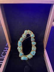 Oooh Free Brooch for Women Turquoise Lapis Lazuli Natural Stone