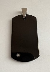 TUNGSTEN CARBIDE Diamond Black Dark Grey Dog Tag Pendant