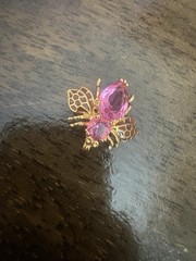 Joan Rivers Pink Crystal Hope Bee Pendant Brooch Swarovski Crystal Breast Cancer