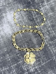 VINTAGE 14K GOLD LOT OF 2 HEART LINK BRACELETS 14.7 GRAMS WEARABLE BOTH MARKED