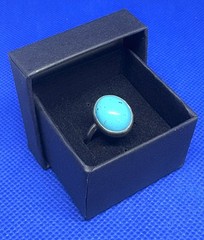 (08) Huge 6 Ct. Turquoise 925 Sterling Silver Ring Size 5.5 Vintage est 1970s