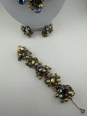Juliana D&E AB Rhinestone Bracelet Earring Necklace Set Parure Vintage Book