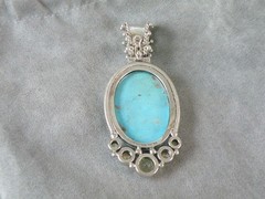 Huge Sterling Silver 925 Turquoise Statement Heavy Enhancer Pendant