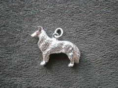 Rough Collie Lassie Dog Vintage Solid Shiny Sterling Silver Bracelet Charm 5.4g