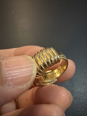 Vintage Christian Dior Gold Tone with Blue Rhinestone Ring Size: 5.5