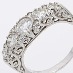 Art Deco Style Round Cut Lab Created Diamond Vintage Engagement 14K Gold FN Ring