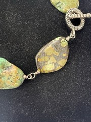 Vintage Turquoise Statement Necklace | Asymmetrical Multi-sized Stones | 18″