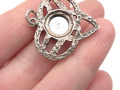 Vintage Sterling Silver Hematite Stone Celtic Knot Heart Pendant for Necklace