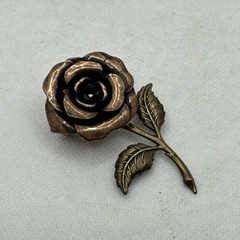 Womens Vintage Rose Flower Floral Copper & Brass Tone Brooch Pin 2.5”