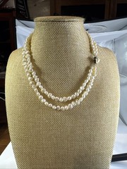Vintage Double Strand Baroque Pearl choker 15”