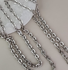 Vintage Monet Chain Necklace 6mm Silver Tone Cable Link Long 54″