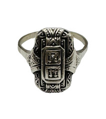 Antique 14k Gold & Sterling Silver Rose Cut Diamond Ring, Size 6