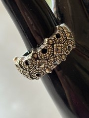 925 Sterling Silver Marcasite Ring Vintage Band Size 8 , 15 Stones Unisex