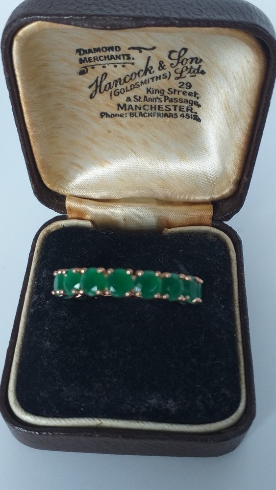 Vintage 1990-s 14 Ct Rolled Gold Emerald Ring Size UK P US 7 1/2 – Hallmarked!