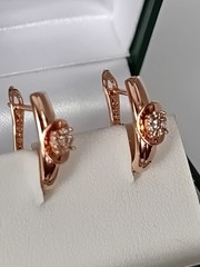 Vintage 1990-s 14 Ct Rolled Gold Zircons Earrings-Hallmarked 585 RG