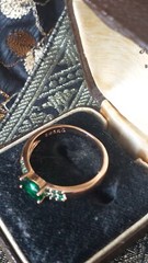 Vintage 1990-s 14 Ct Rolled Gold Emerald Ring Size UK R US 8 1/2 – Hallmarked!!