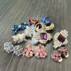 Rhinestone Earring Jewelry Lot – Vtg Rhinestone Earring Lot – Czechoslovakia