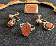 Vintage Gold Stone Jewelry Ring Is 925 All Else Gold Plate Brooch Bracelet & ER