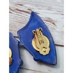 Vintage Jeff Lieb Clip On Earrings Blue – Paint Damage