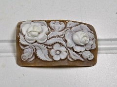 Vintage Carved Shell Roses Cameo