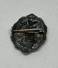 Art Nouveau Silver Plated Pewter Lady In The Hat Brooch Pin