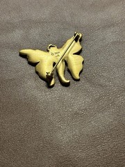 Newark Museum Reproduction Woman Butterfly Brooch Pin Gold Tone Garnet Whiteside