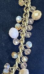 Rose & Pink Gold Tone Beaded Necklace – Vintage Costume Jewelry – Sparkly