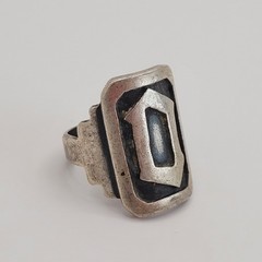 Vintage Large Monogram Letter O D 925 Sterling Silver Signet Ring Size 7.75