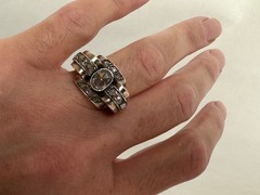 Antique Rare 14k Georgian Rose gold Large Retro Rose Cut Diamond Ring, Sz 7.5