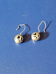 Sterling Silver Floral Design Dangle Earrings