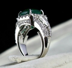 Certified Natural Zambia Emerald Cushion 4.87ct Natural Diamond 18k Gold Ring