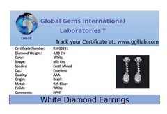 Stylish Rare 4.00 Ct Certified Diamond Dangler Earrings, Free Diamond Studs