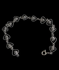 Danecraft Vintage 925 Sterling Silver Hearts Link Bracelet 7in