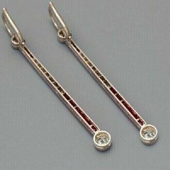 2Ct Art Deco Style Diamond & Ruby Wedding Anniversary 14K Gold Finish Earrings