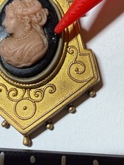 Antique Vintage Cameo Pendant Gold Tone Left Facing Etruscan Revival