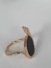 Vintage 1990-s 14 Ct Rolled Gold Black Onyx Ring Size UK O US 7 – Hallmarked!