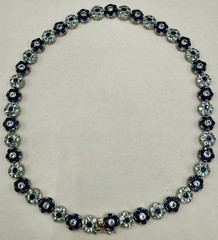 ESTATE SILVER PLATED SAPPHIRE LIGHT BLUE CRYSTAL CLUSTER FLOWER NECKLACE 16″