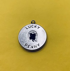 Vintage Sterling Silver Green Enamel 1957 Lucky Penny Bracelet Charm