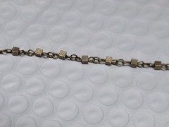 Brass Tone Metal Cubes Chain Choker 17 Inch Necklace Vintage