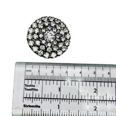 Vintage Rhinestone Brooch Japanned 1940s Dome Cluster Clear Prong Set Retro Glam