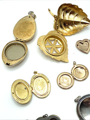 Vintage to Now Jewelry Pendant & Charm Lockets Gold & Silver Tone Lot of 12