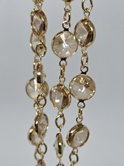 Champagne Crystal Bezel Necklace Gold Tone Vintage 17.5 Inches Sparkly!