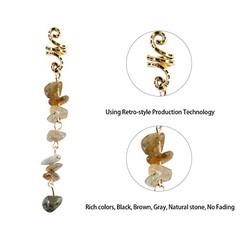 Hair Jewelry Dreadlock Accessories, Natura Stone Hair Charms for Black, 6Pcs