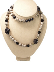 Vintage Pauline Rader Signed Black White and Gray Modernist Necklace USA Seller