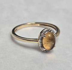 Vintage 14ct Yellow Gold Ring Citrine and Diamond Stones Hallmark Ring Size M