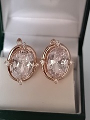 Vintage 1990s 14 Ct Large Rolled Gold Crystal Zircon Earrings-Hallmarked 585 RG