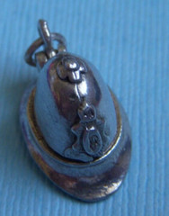 Vintage English Chim Bobby hat helmet policeman opens to whistle sterling charm
